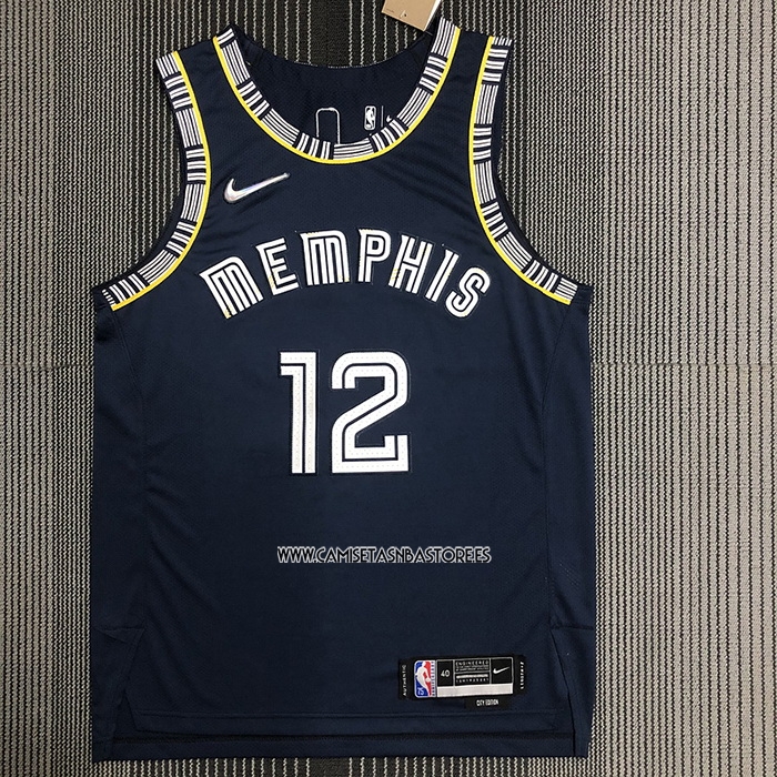 Ja Morant NO 12 Camiseta Memphis Grizzlies Ciudad Autentico 2021-22 Azul